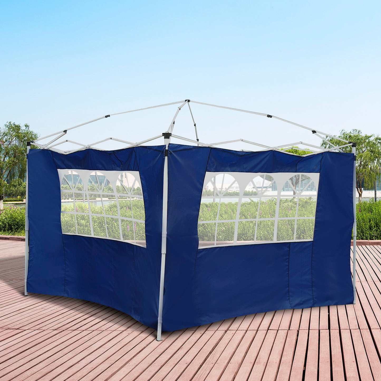 Outsunny 2 Paredes Parte Laterales para Carpa 3x2 Lado Parasol de Gazebo Tela Oxford con 2 Ventanas Medidas Apto para 3x3 3x6 Azul