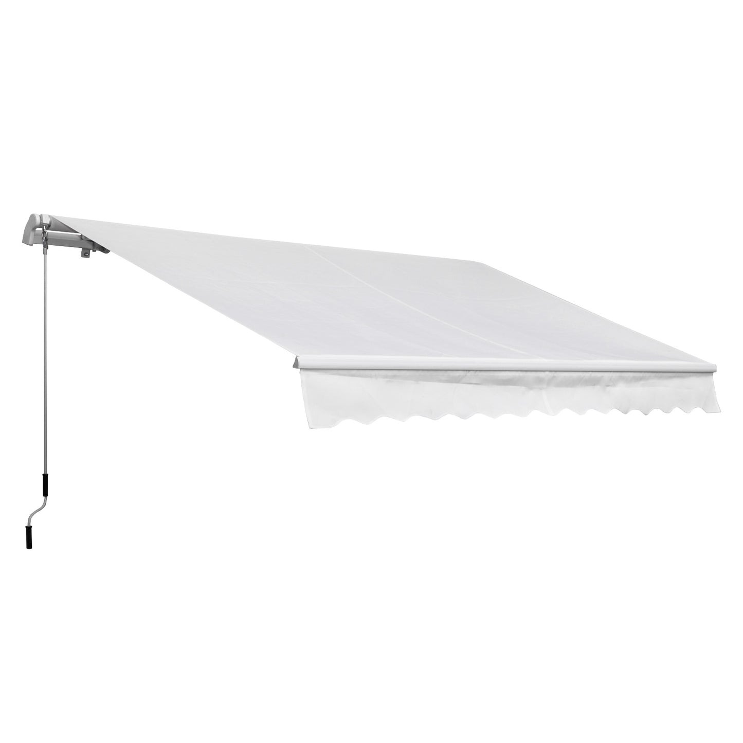 Outsunny Toldo Manual Retráctil 350x250 cm Toldo para Balcón con Manivela de Metal Impermeable y Anti-UV Toldo Enrollable de Exterior para Jardín Terraza Ventanas Blanco