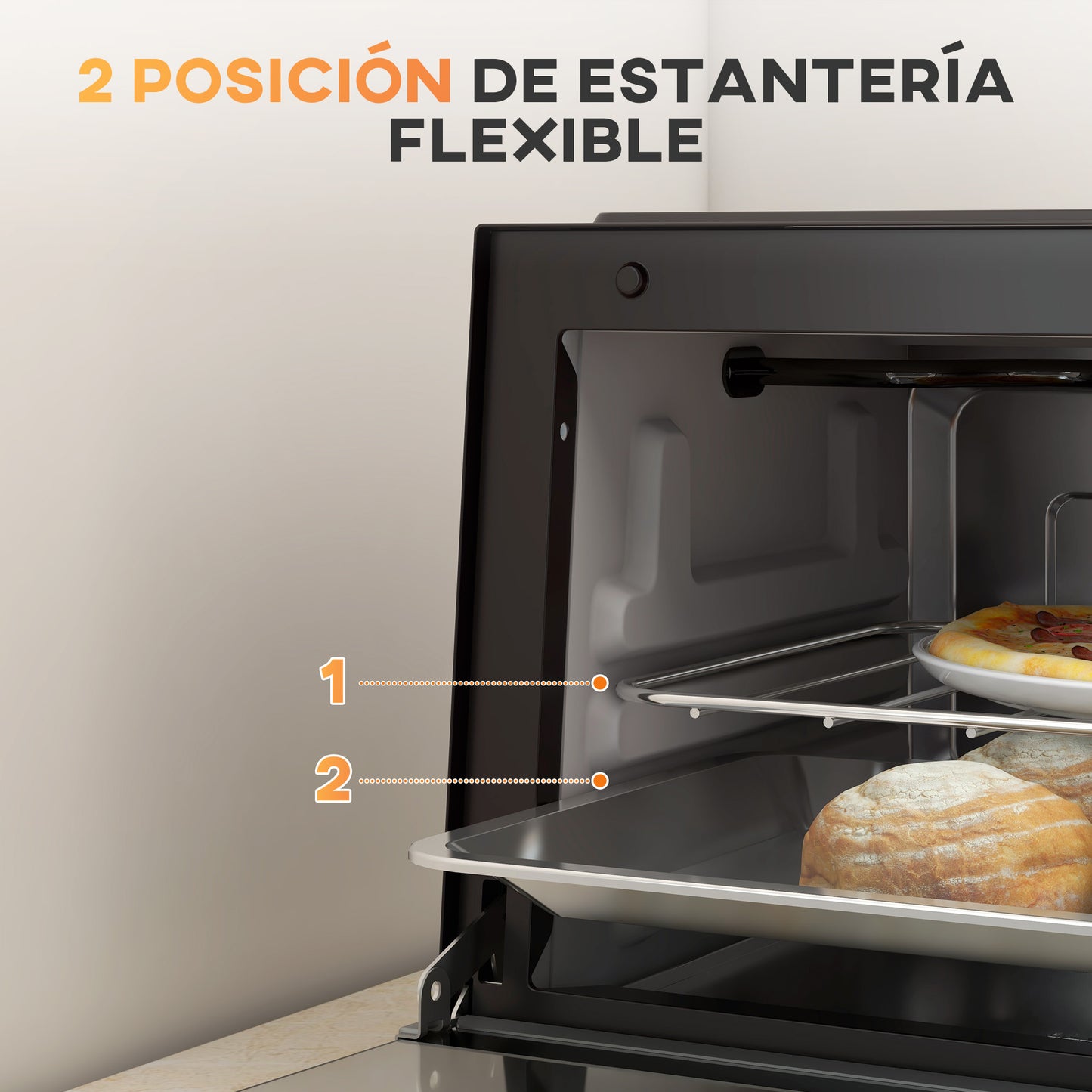 HOMCOM Horno Eléctrico de Sobremesa Horno Sobremesa de 9L 750W con Temperatura Ajustable hasta 230°C Temporizador 60min y Bandeja para Hornear Parrilla Negro