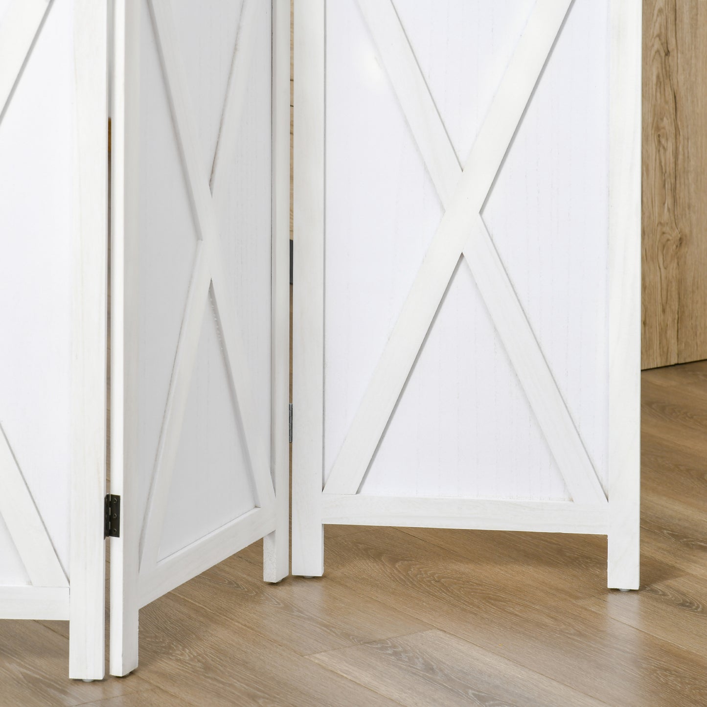 HOMCOM Biombo de 3 Paneles Separador de Ambientes Plegable 136,5x170 cm Divisor de Habitación de Madera para Salón Oficina Dormitorio Blanco