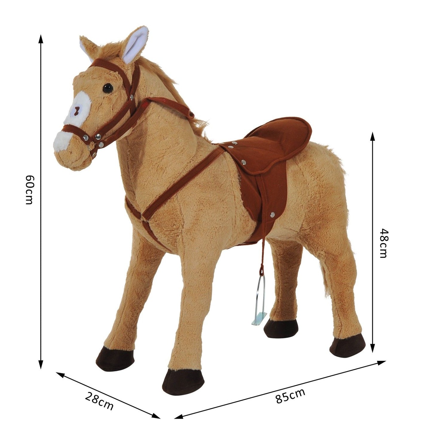 HOMCOM Caballo de Juguete para Niños de +3 Años Caballo de Juguete con Sonidos y Estructura de Metal Carga 60kg 85x28x60 cm Beige