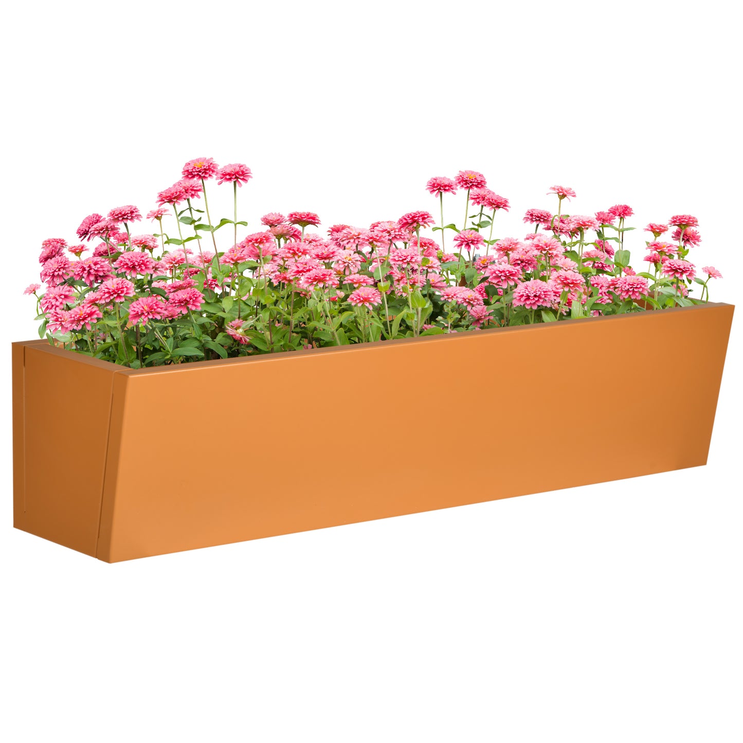 Outsunny Jardinera Colgante de Acero Maceta Rectangular Colgante con 2 Ganchos Ajustables y 2 Orificios de Drenaje para Balcón Jardín Patio 91x35x24 cm Marrón