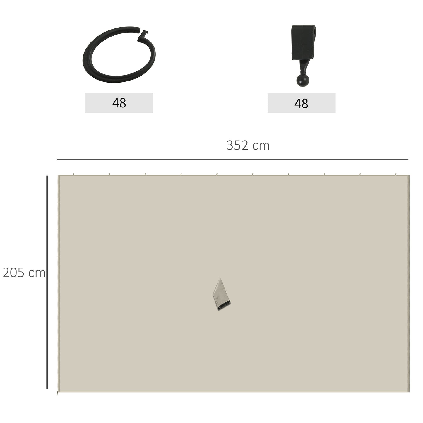 Outsunny 4 Paredes Laterales para Cenador 3,5x2 m Laterales para Gazebo Universal con Ganchos y Anillos en C para Pérgola Carpa Beige