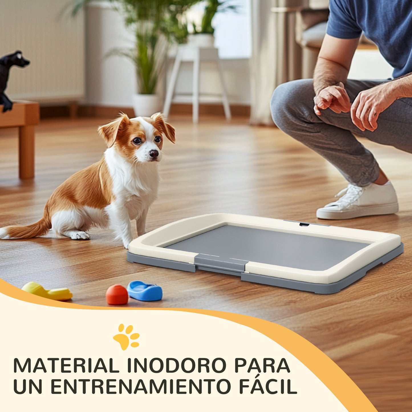 PawHut Inodoro para Perros Arenero para Perros con Bandeja para Entrenamiento de Cachorros en Exterior e Interior 63x48,5x6 cm Gris