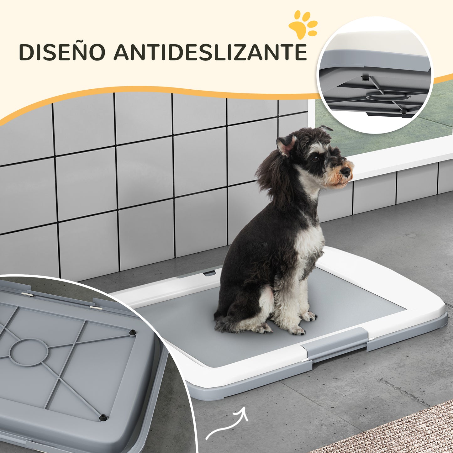 PawHut Inodoro para Perros Arenero para Perros con Bandeja para Entrenamiento de Cachorros en Exterior e Interior 63x48,5x6 cm Gris