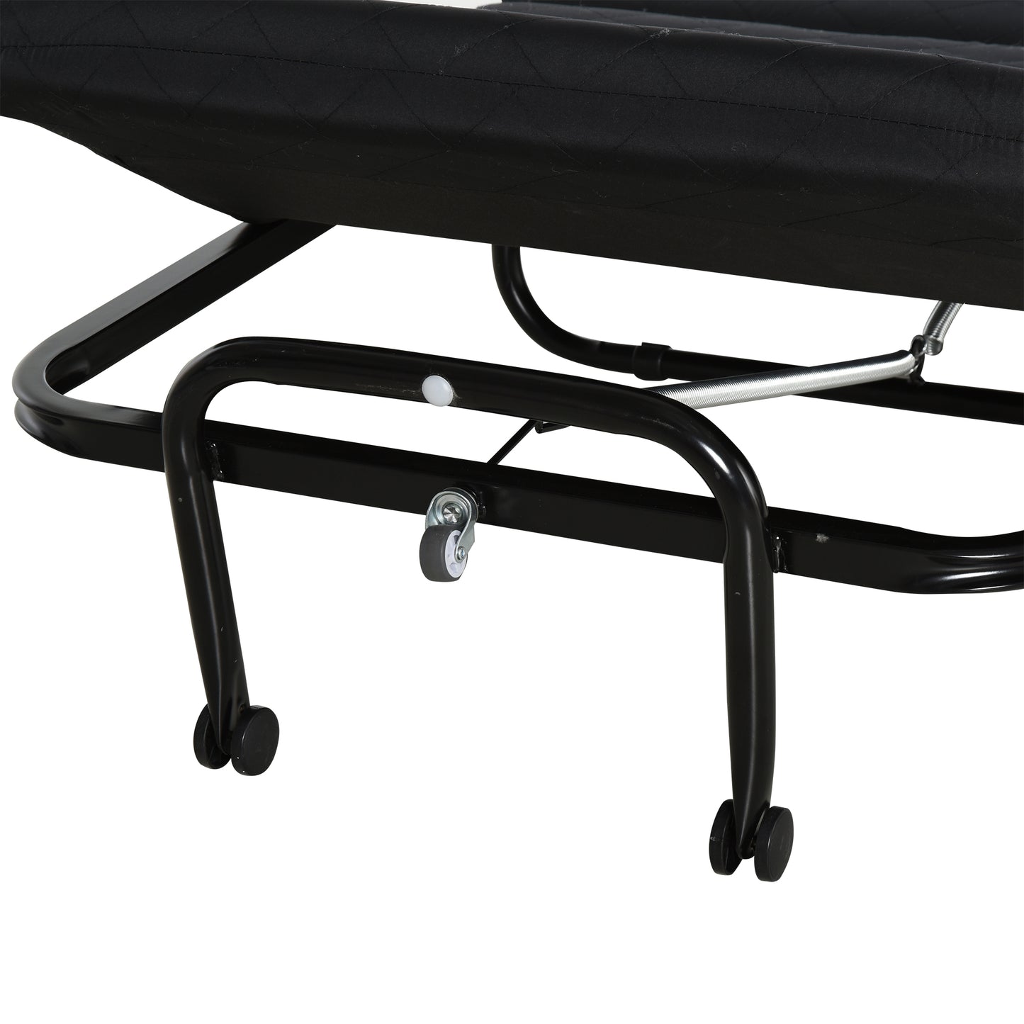 HOMCOM Cama Plegable 184x65 cm Cama Abatible con Cabecera Ajustable en 5 Niveles Ruedas Universales y Estructura de Metal Carga Máx. 120 kg Negro