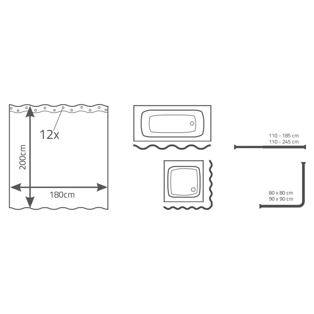 RIDDER Cortina de ducha Funanas 180x200 cm