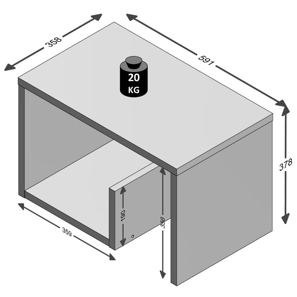 FMD Mesa de centro 2 en 1 color roble arena 59,1x35,8x37,8 cm