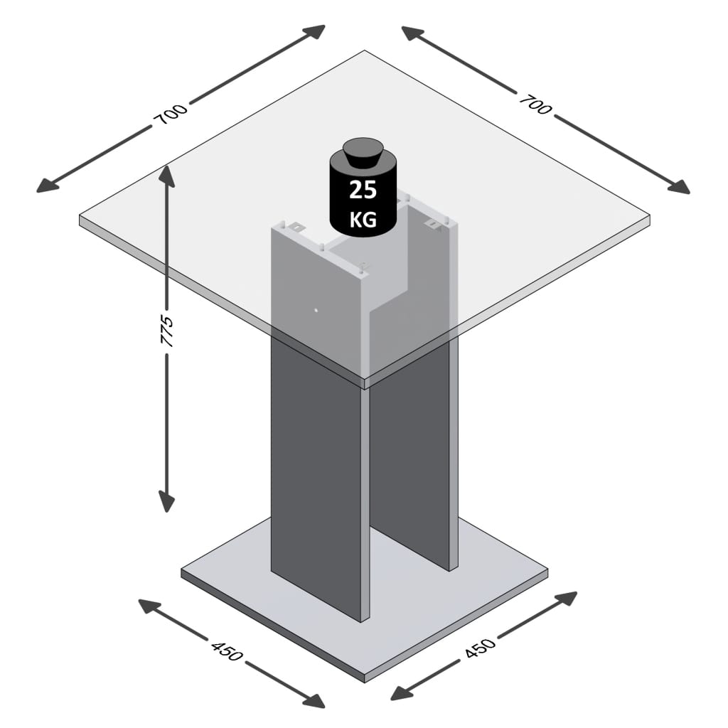 FMD Mesa de comedor blanca 70 cm