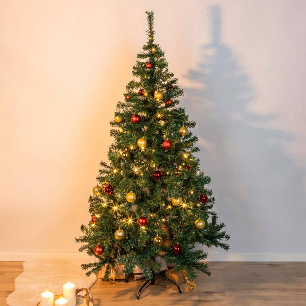 HI Árbol de Navidad con soporte de metal verde 180 cm