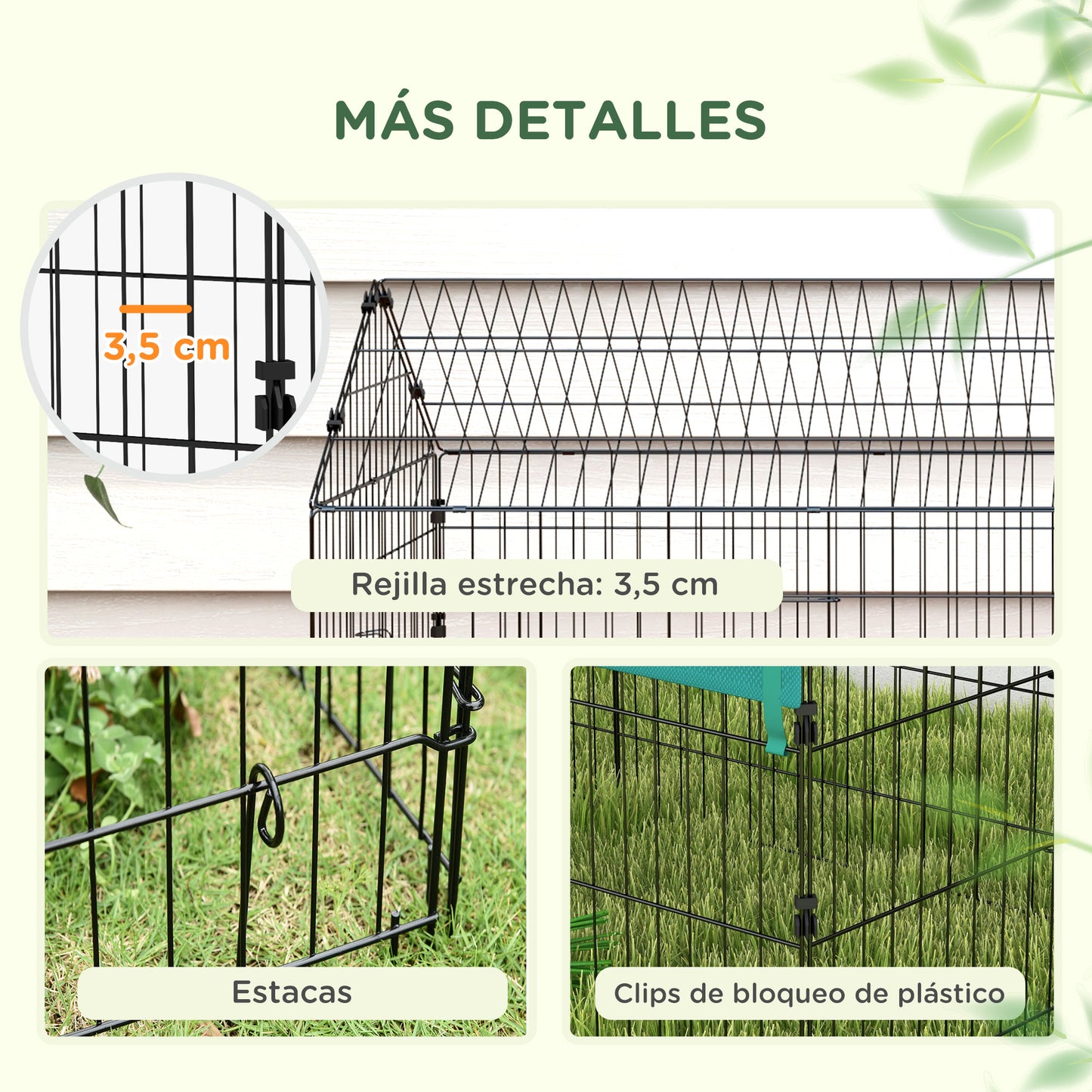 PawHut Jaula para Animales Pequeños Jaula para Roedores de Acero con Puertas y Tela Superior Jaula para Conejos Chinchillas Gallinas 185x75x75 cm Verde