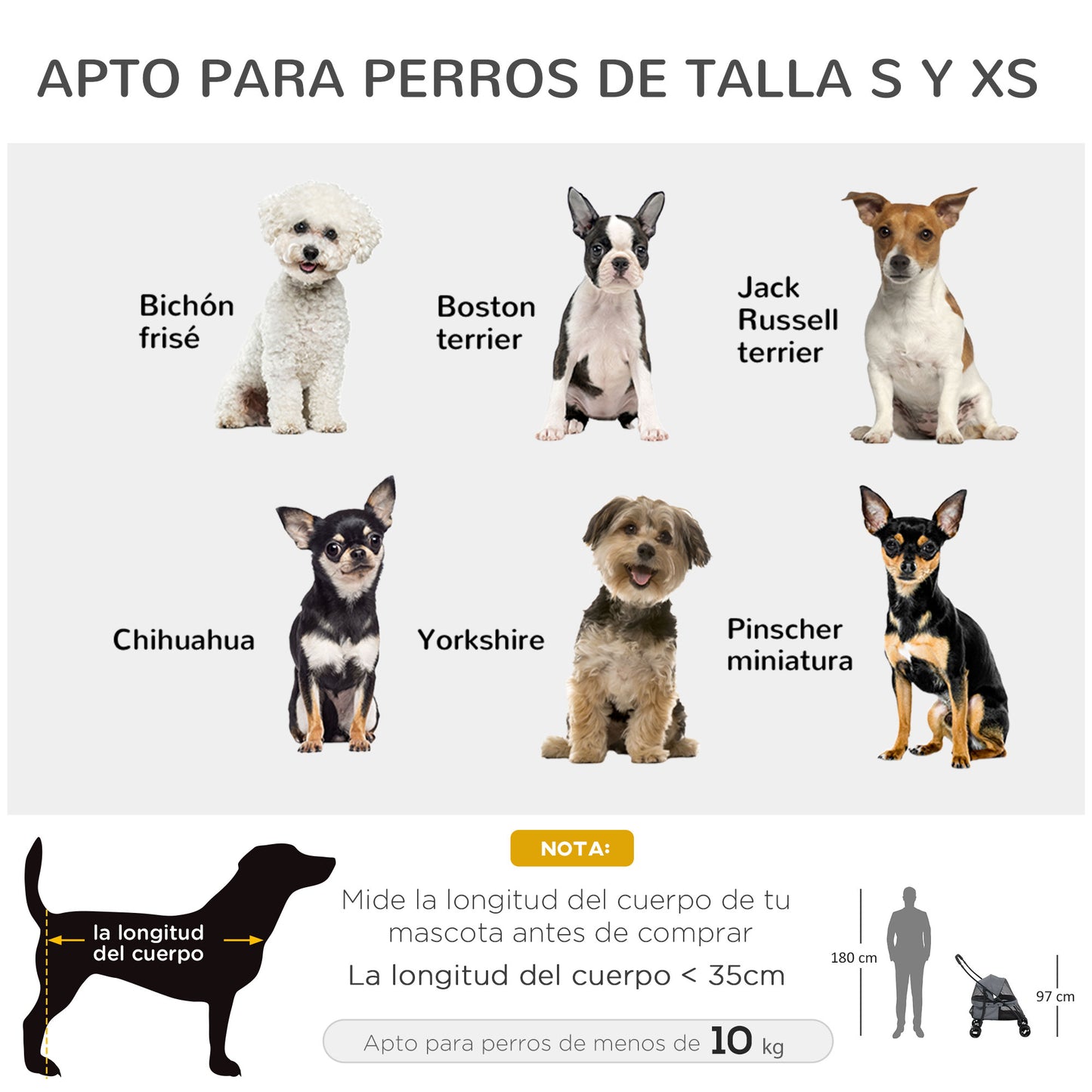 PawHut Carrito para Perros Plegable Cochecito para Mascotas Cochecito para Perros Pequeños con Ventanas de Malla Cojín Lavable Correas de Seguridad y Marco de Acero Gris