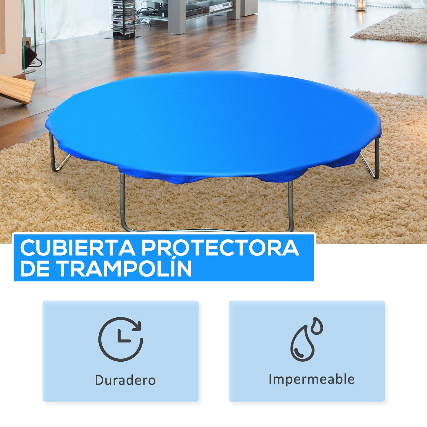 Homcom - Funda proteccion impermeable para cama elástica trampolines, diámetro ø 305cm, color azul