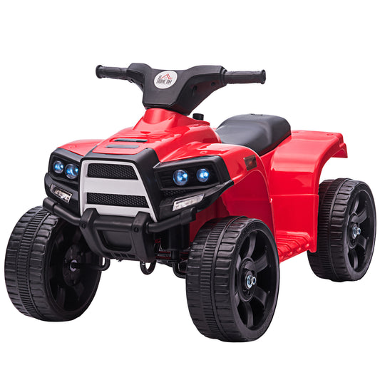 HOMCOM Quad Eléctrico para Niños 18-36 Meses Cuatrimoto Infantil a Batería 6V con Faros Bocina Velocidad 0-3 km/h Avance y Retroceso 65x40x43 cm Rojo