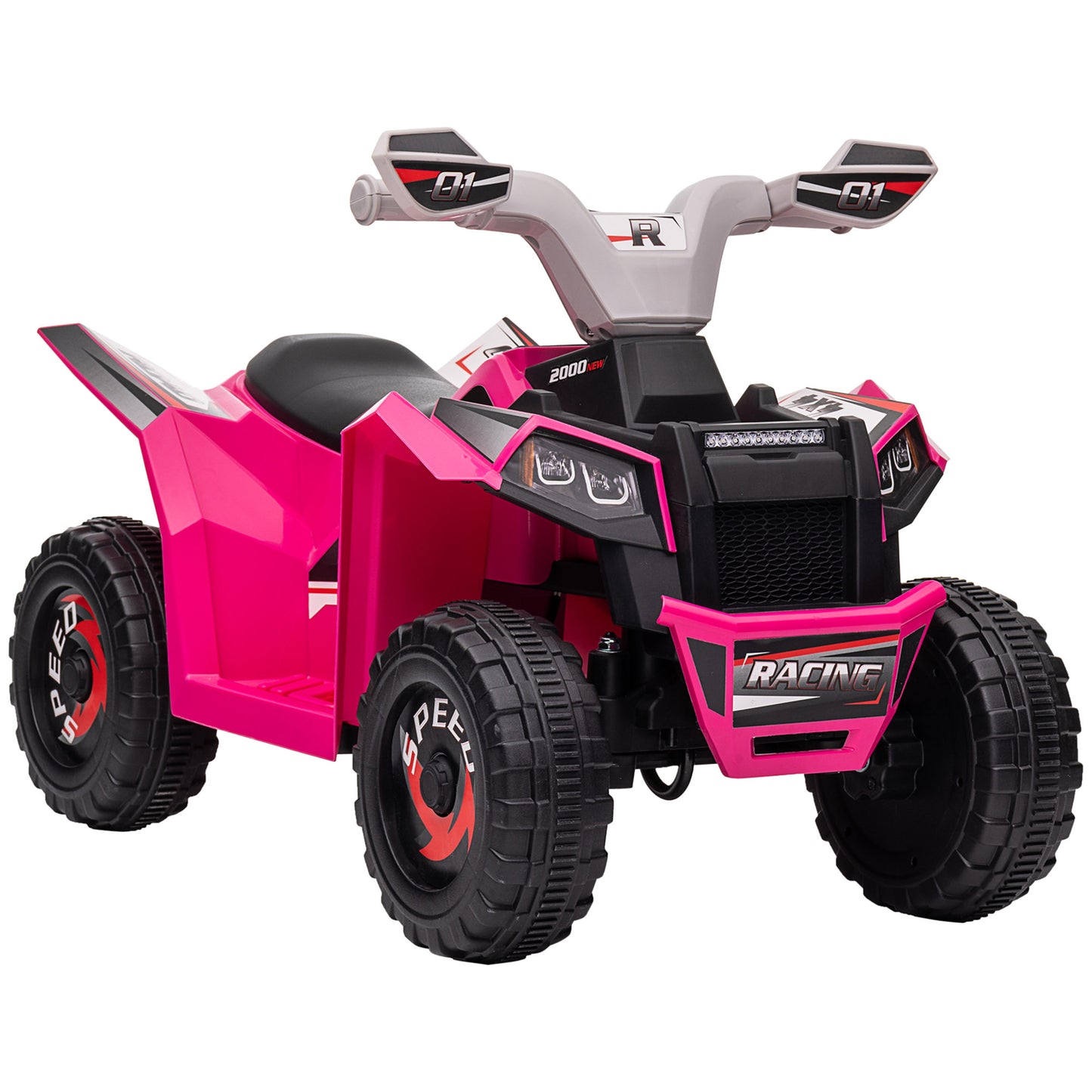 HOMCOM Quad Eléctrico para Niños de 18-36 Meses Vehículo Eléctrico a Batería 6V con Avance y Retroceso Velocidad de 2,5 km/h 70x41,5x48,5 cm Rosa