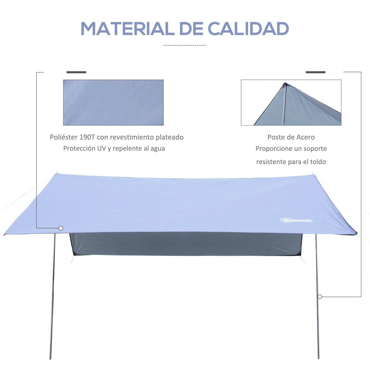 Outsunny Toldo de Refugio Portátil 300x292 cm Impermeable Carpa Ligero Tienda de Campaña Grande para Camping Playa Picnic Senderismo Protección UV Blanco