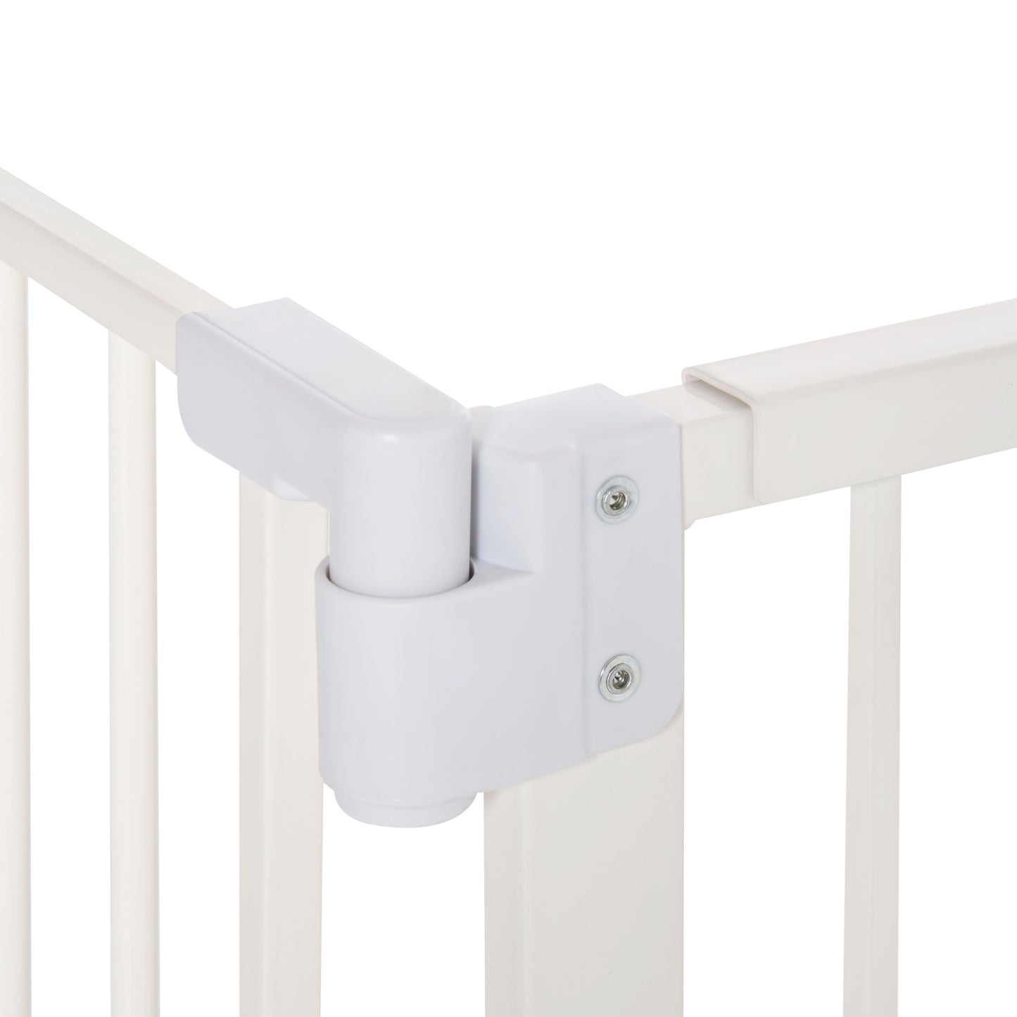 PawHut Barrera de Seguridad Metálica Puerta para Perros con Longitud Ajustable Sistema de Cierre Automático para Escaleras Pasillos 74-97,5x76,2 cm Blanco