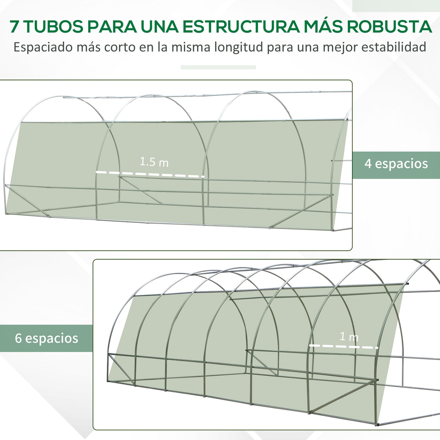 Outsunny Invernadero de Túnel 6x3x2 m Invernadero de Jardín con 12 Ventanas Puerta Invernadero de Huerto para Cultivos Plantas Verduras Flores Verde