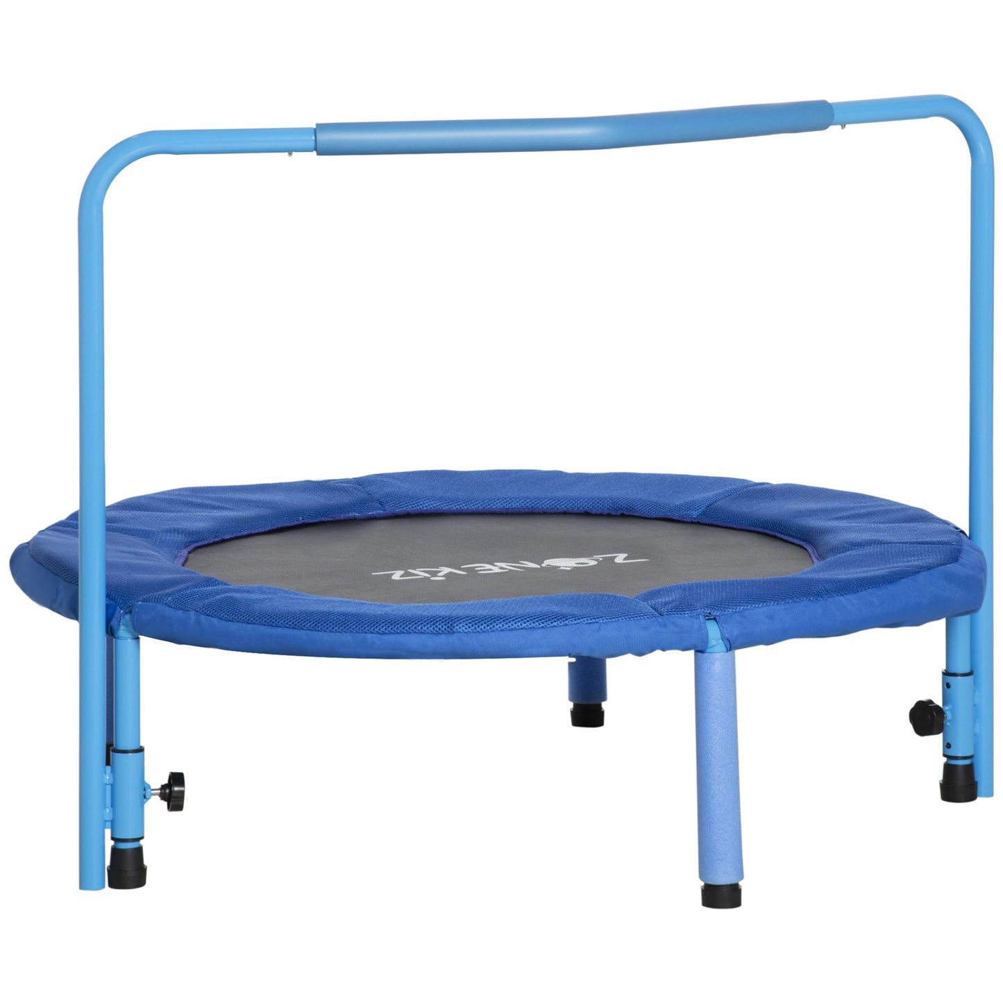 ZONEKIZ 3 en 1 Cama Elástica Infantil Ø96x74 cm Trampolín para Niños de 1-6 Años con Mango Extraíble Mini Trampolín para Interiores Carga 50 kg Azul