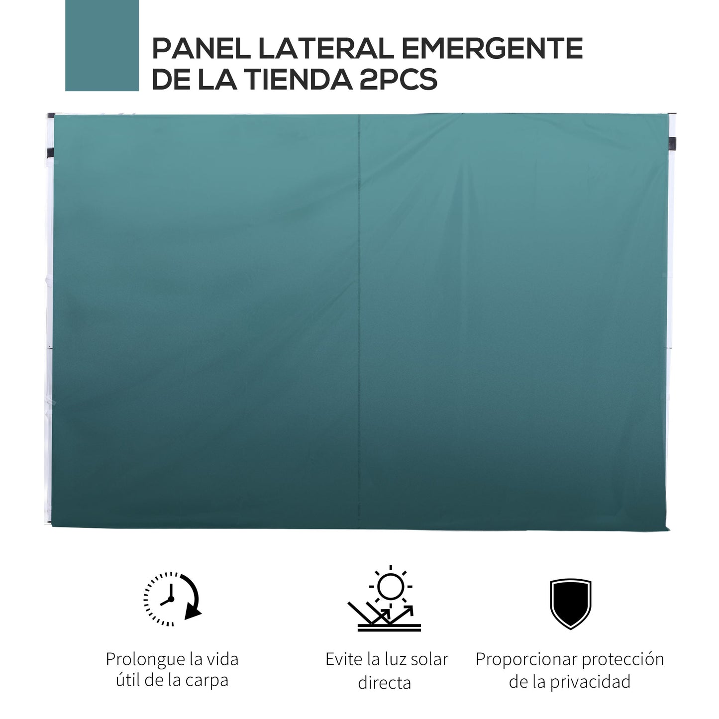 Outsunny 2 Paredes Parte Laterales para Carpa 3x3m Lado Parasol de Gazebo Tela Oxford con Ventana Medidas 300x200cm Verde Oscuro