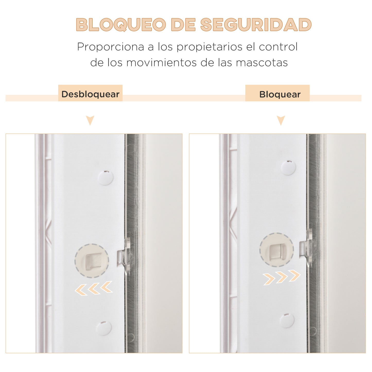 PawHut Puerta para Perros Gatera para Gatos 31,5x39x5,5 cm con Cierre Magnético de 2 Vías Sistema de Bloqueo Puerta para Mascotas de Entrada y Salida Fácil de Instalar Blanco