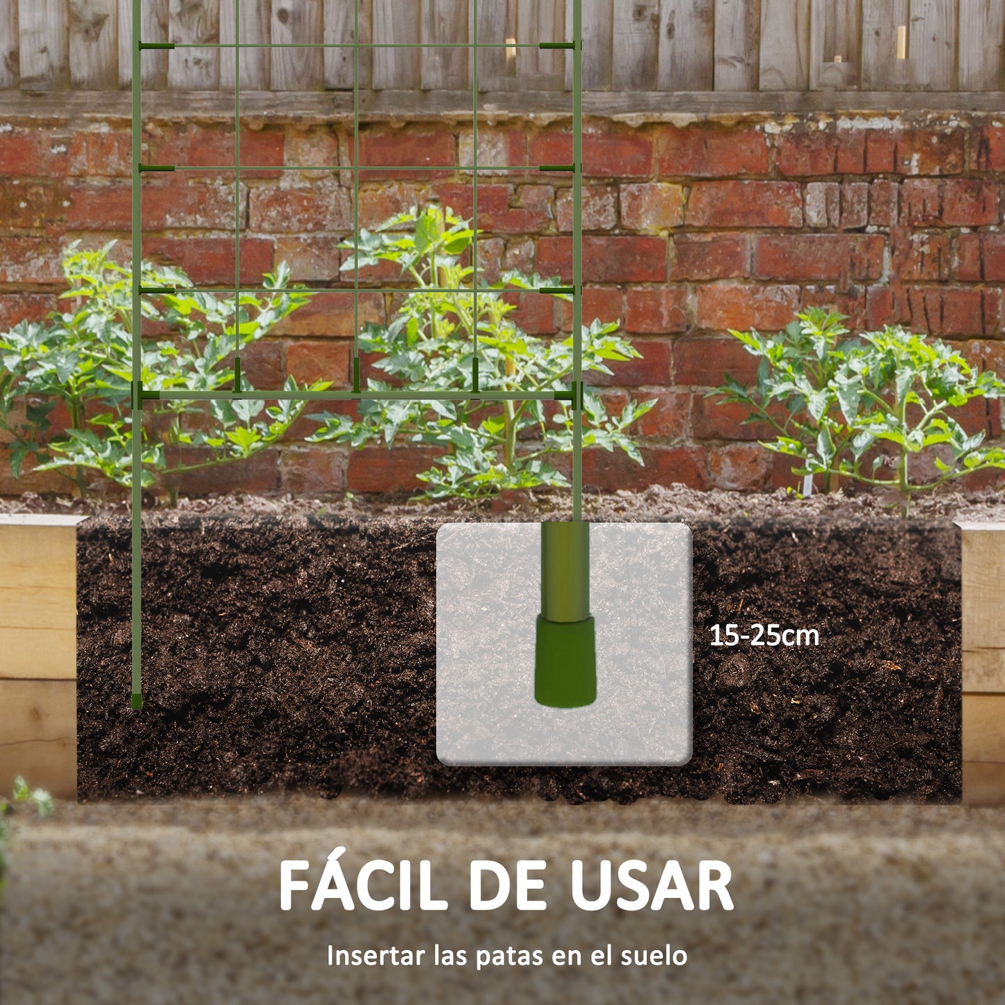 Outsunny Juego de 4 Enrejados de Jardín Soportes para Plantas Trepadoras con Marco de Acero para Frutas Verduras Flores Decoración Exterior Patio Terraza 40x90 cm Verde