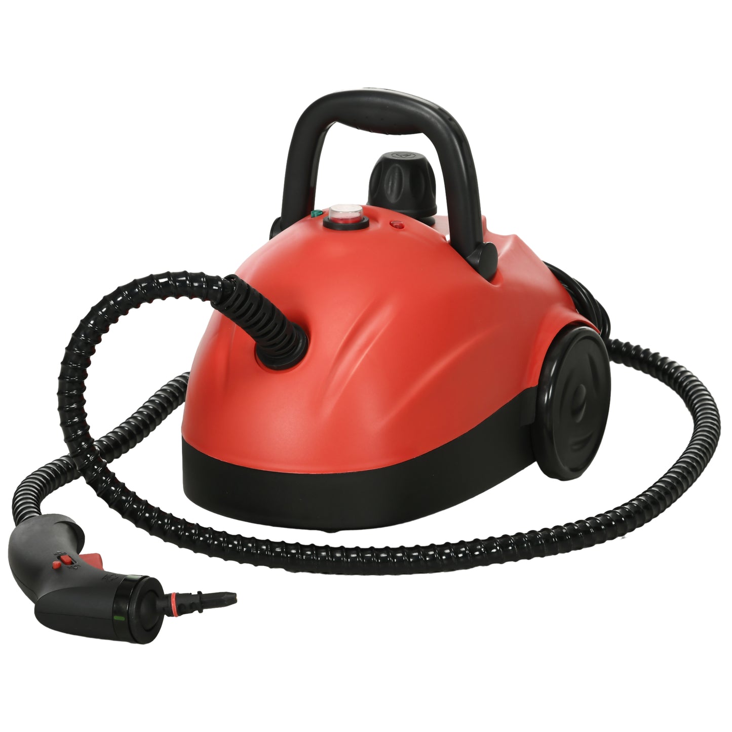 HOMCOM Limpiador a Vapor Portátil Deposito 1,2 L Vaporeta Multiusos Autonomía con Accesorios para Tapicería Sofá Baño Coche 34x25x23,5 cm Rojo