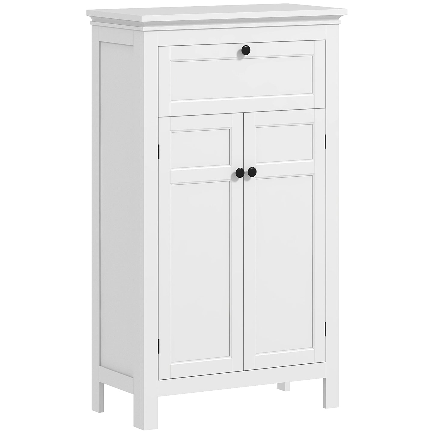 HOMCOM Mueble de Baño Columna de Baño con Cajón 2 Puertas y Estantes Ajustables Armario de Baño Moderno 60x30x102,5 cm Blanco