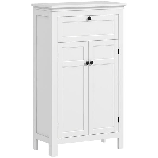 HOMCOM Mueble de Baño Columna de Baño con Cajón 2 Puertas y Estantes Ajustables Armario de Baño Moderno 60x30x102,5 cm Blanco