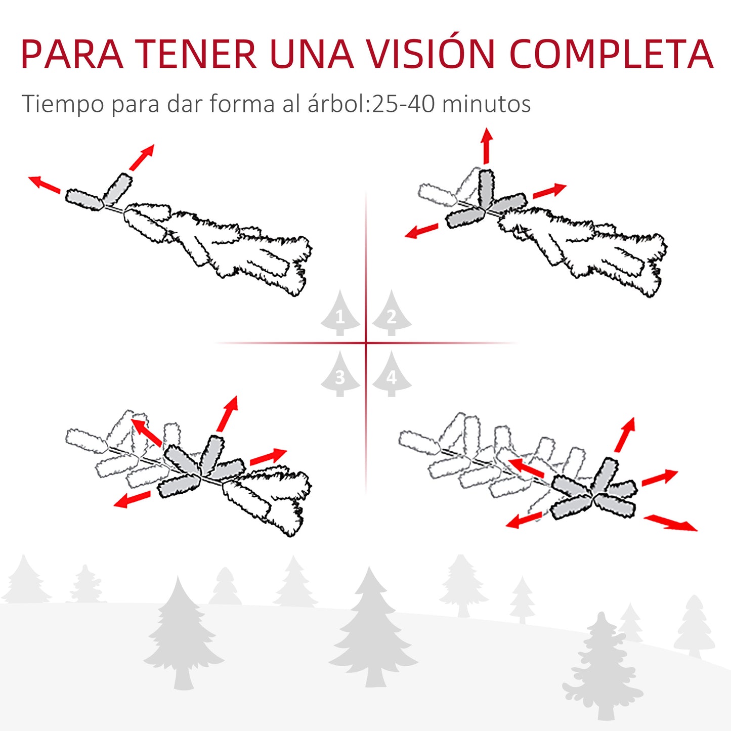 HOMCOM Árbol de Navidad 225 cm Árbol de Navidad Artificial Nevado con 738 Ramas y Soporte de Metal Árbol Navideño para Salón Verde y Blanco