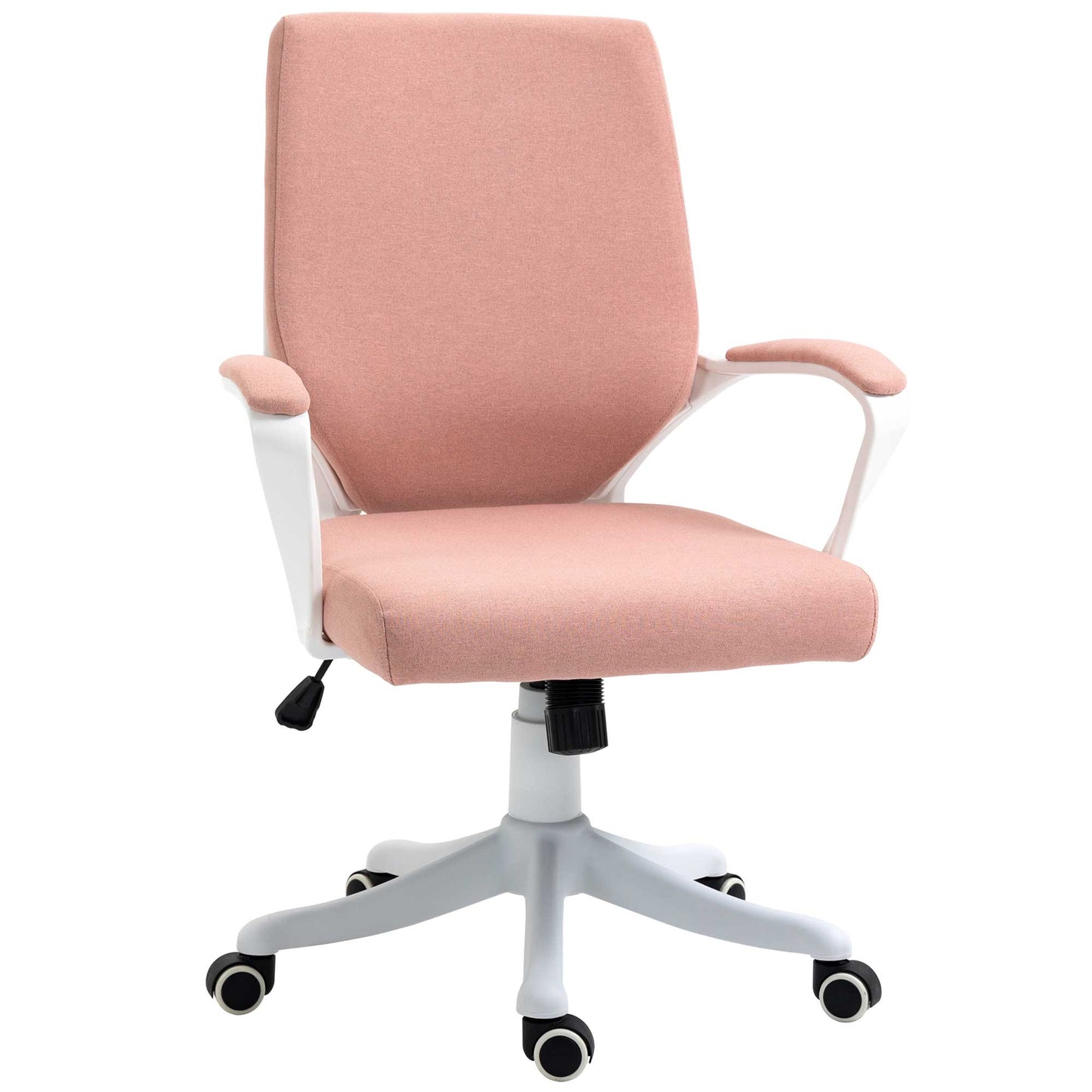 Vinsetto Silla de Oficina Giratoria Silla de Escritorio Basculante con Reposabrazos y Altura Ajustable para Dormitorio Salón Carga 120 kg 62x69x92-100 cm Rosa