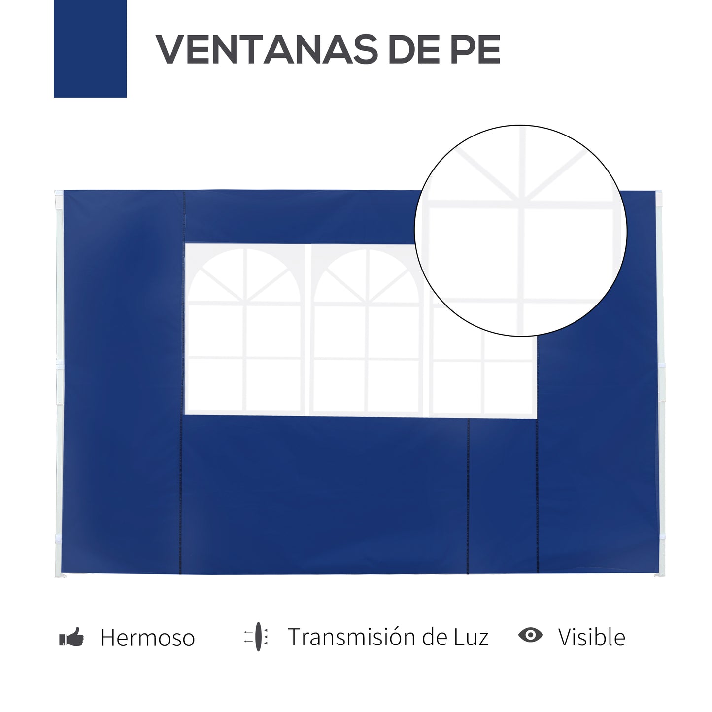 Outsunny 2 Paredes Parte Laterales para Carpa 3x2 Lado Parasol de Gazebo Tela Oxford con 2 Ventanas Medidas Apto para 3x3 3x6 Azul