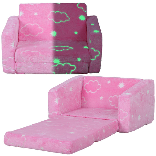 AIYAPLAY Sillón Infantil Plegable Sofá Infantil Reclinable 2 en 1 Sofá para Bebés Tapizado de Tela Luminosa Cojín y Funda Lavables para Dormitorio Salón Rosa