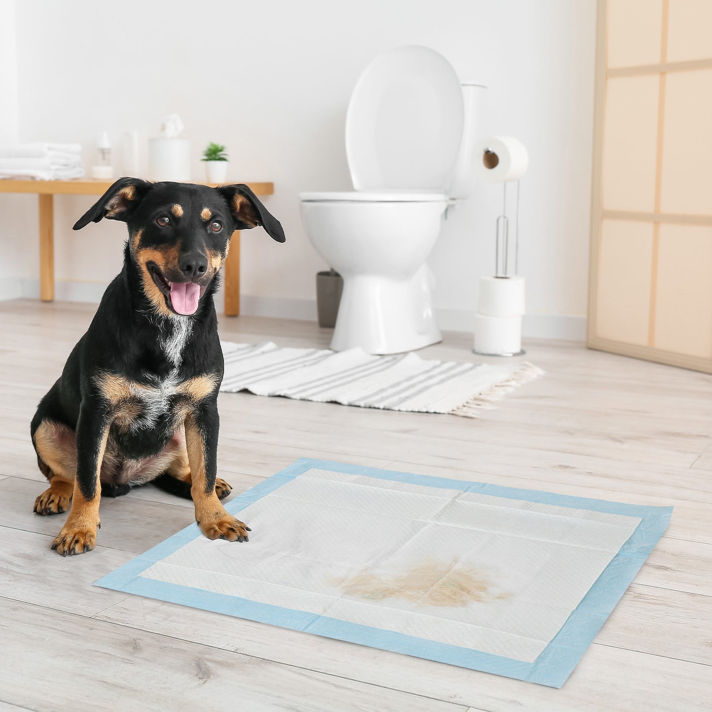 PawHut Empapadores para Perros 80 Unidad 60x60 cm Resguardos para Perros Diseño de 6 Capas con Superficie de Secado Rápido a Prueba de Fugas Azul