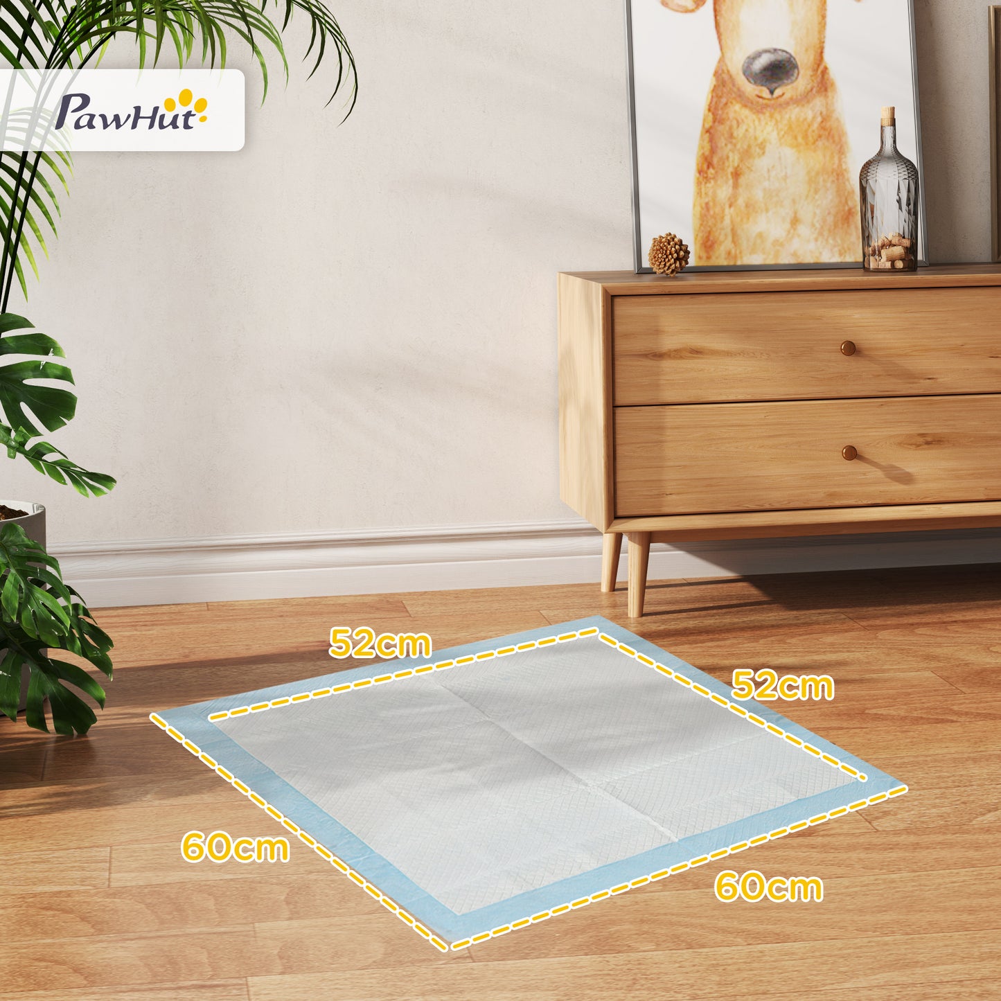 PawHut Empapadores para Perros 80 Unidad 60x60 cm Resguardos para Perros Diseño de 6 Capas con Superficie de Secado Rápido a Prueba de Fugas Azul