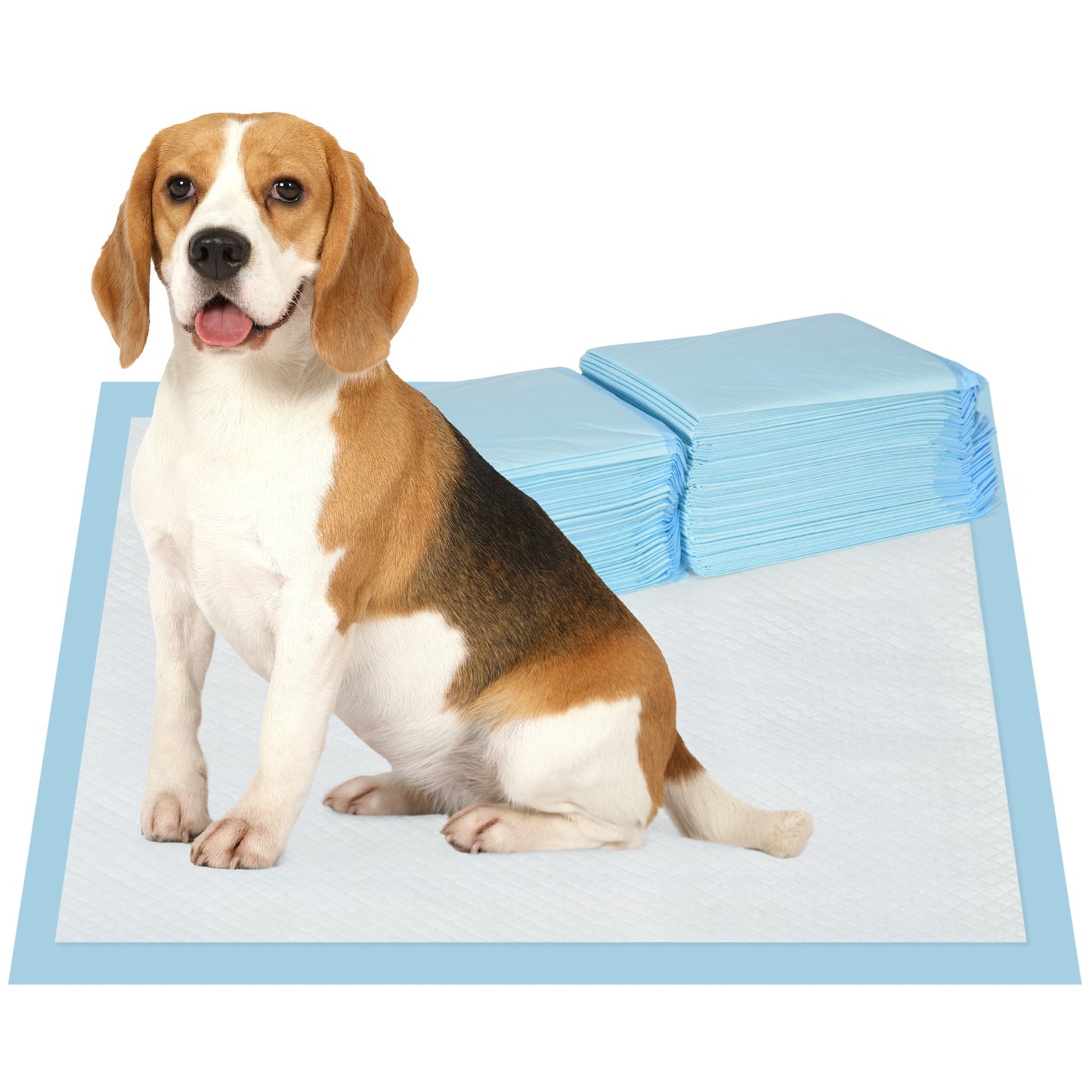 PawHut Empapadores para Perros 80 Unidad 60x60 cm Resguardos para Perros Diseño de 6 Capas con Superficie de Secado Rápido a Prueba de Fugas Azul