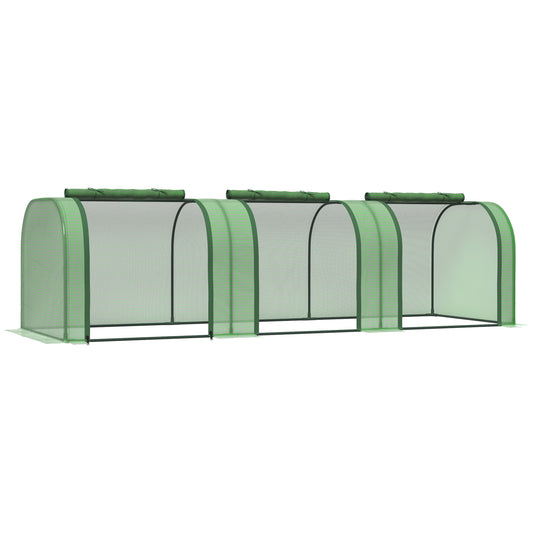 Outsunny Mini Invernadero 295x100x80 cm para Jardín Terraza Cultivo de Plantas Semilla Invernadero de Jardín Vivero Casero tipo Túnel Marco Acero y Plástico verde