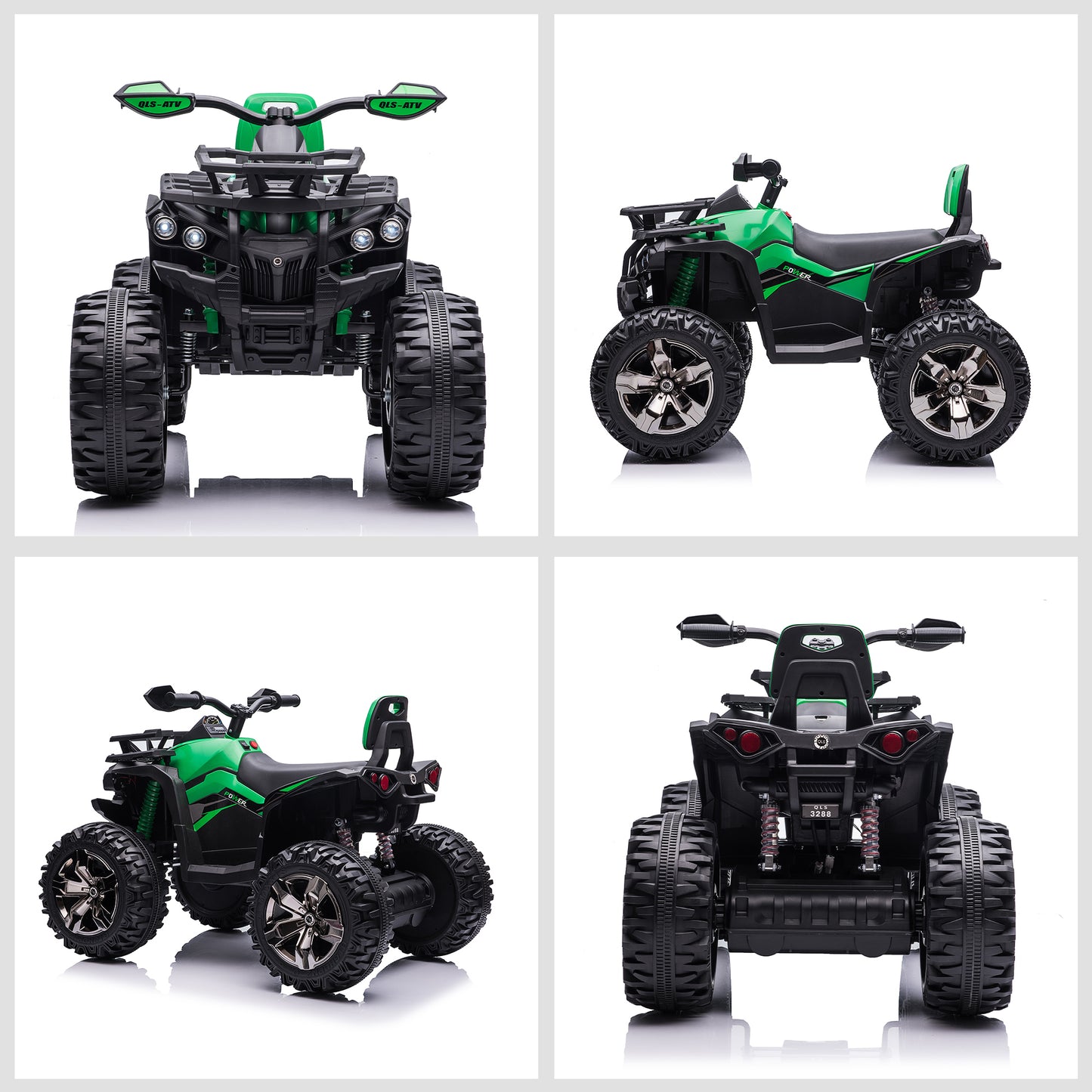 HOMCOM Quad Eléctrico 12V para Niños +3 Años con 2 Motores Faros Música Neumáticos de Suspensión Botones Avance y Retroceso Vehículo Eléctrico a Batería 100x65x73 cm Verde