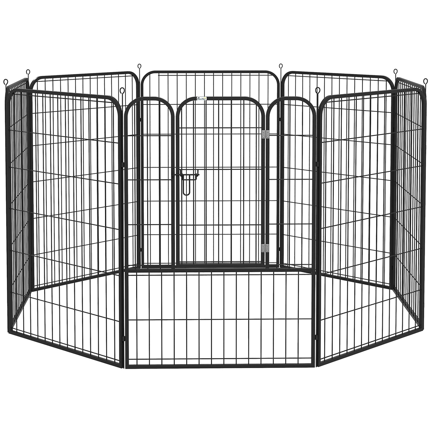 PawHut Parque para Mascotas de 8 Paneles 79x100 cm Corralito para Perros con Puerta y Doble Pestillo Metálicos Cerca de Entrenamiento Negro