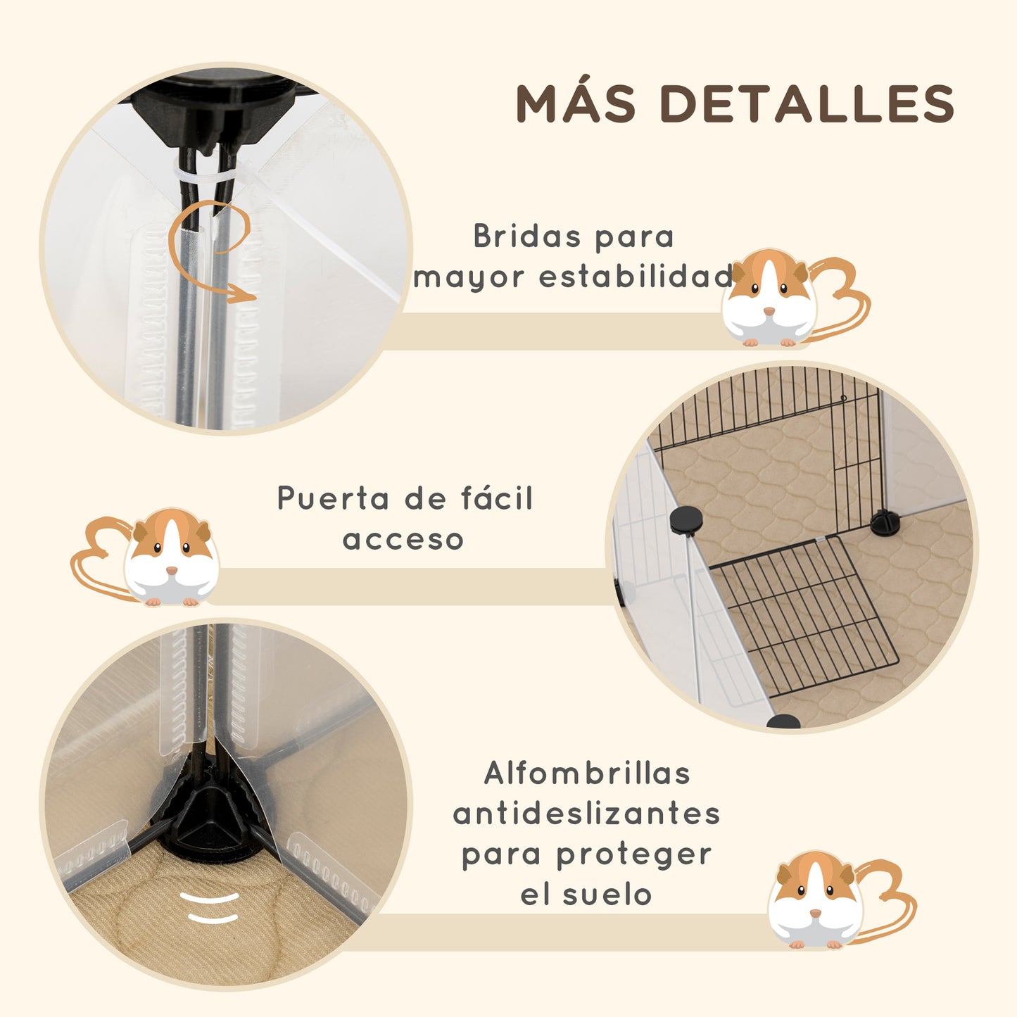 Pawhut Valla para Mascotas DIY con Alfombrilla Parque para Animales Pequeños con 20 Paneles de Resina Jaula Modular para Cobayas Conejos Chinchillas 175x70x45 cm Blanco