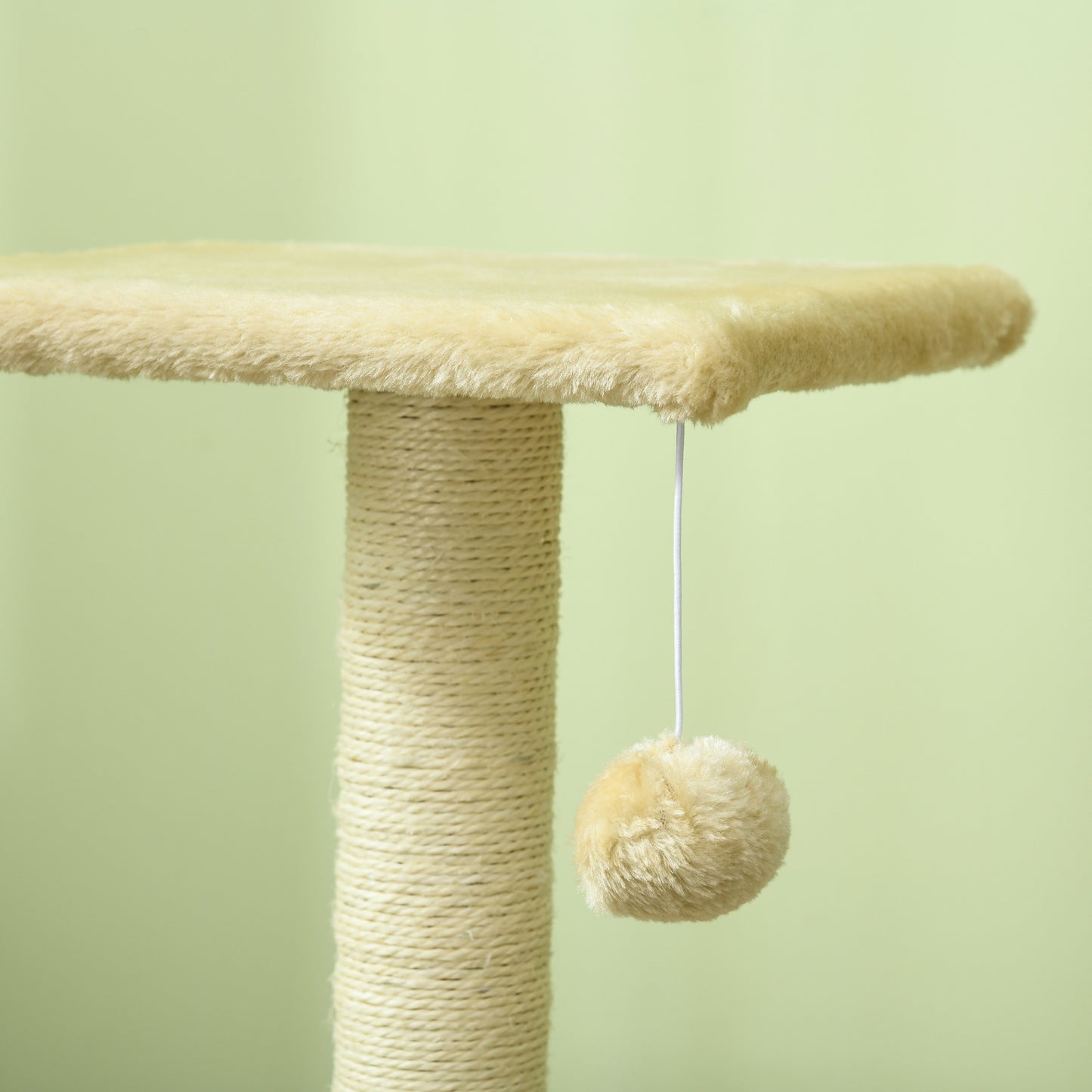 PawHut Árbol Rascador para Gatos Mediano Árbol para Gatos de 3 Niveles Torre para Gatos con Postes de Sisal Tablero para Rascar y Bola Colgante Crema