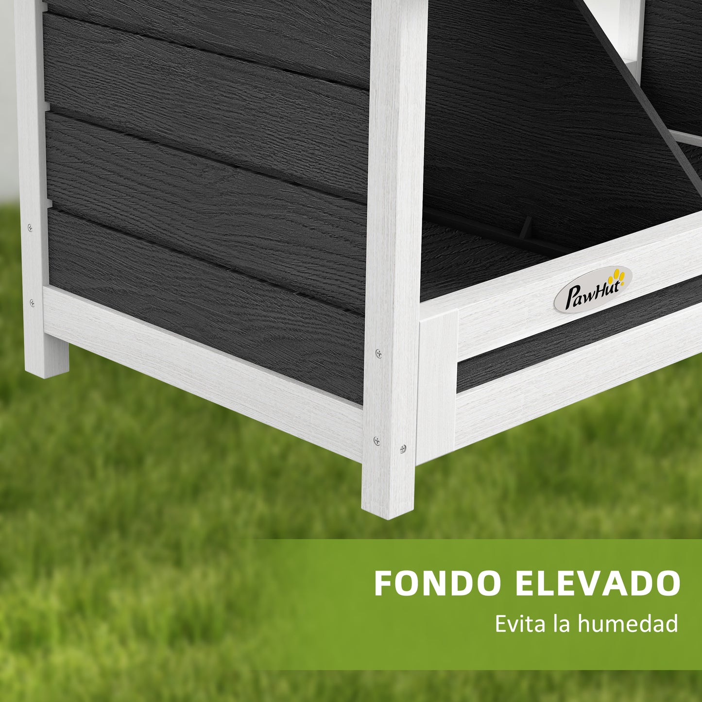 PawHut Ponedero para Gallinas de Madera Caja Nido para 2 Gallinas con 2 Departamentos y Techo Asfáltico para Interior y Exterior Gris