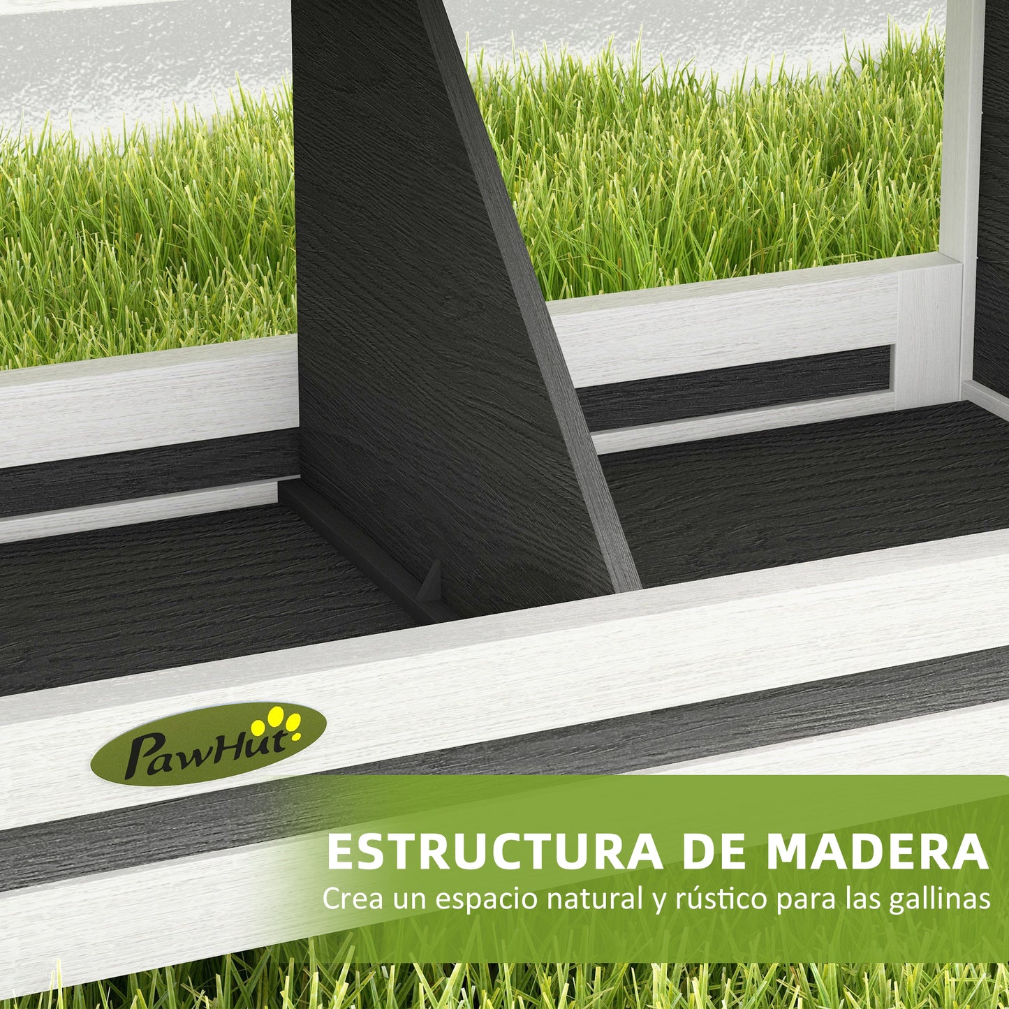 PawHut Ponedero para Gallinas de Madera Caja Nido para 2 Gallinas con 2 Departamentos y Techo Asfáltico para Interior y Exterior Gris