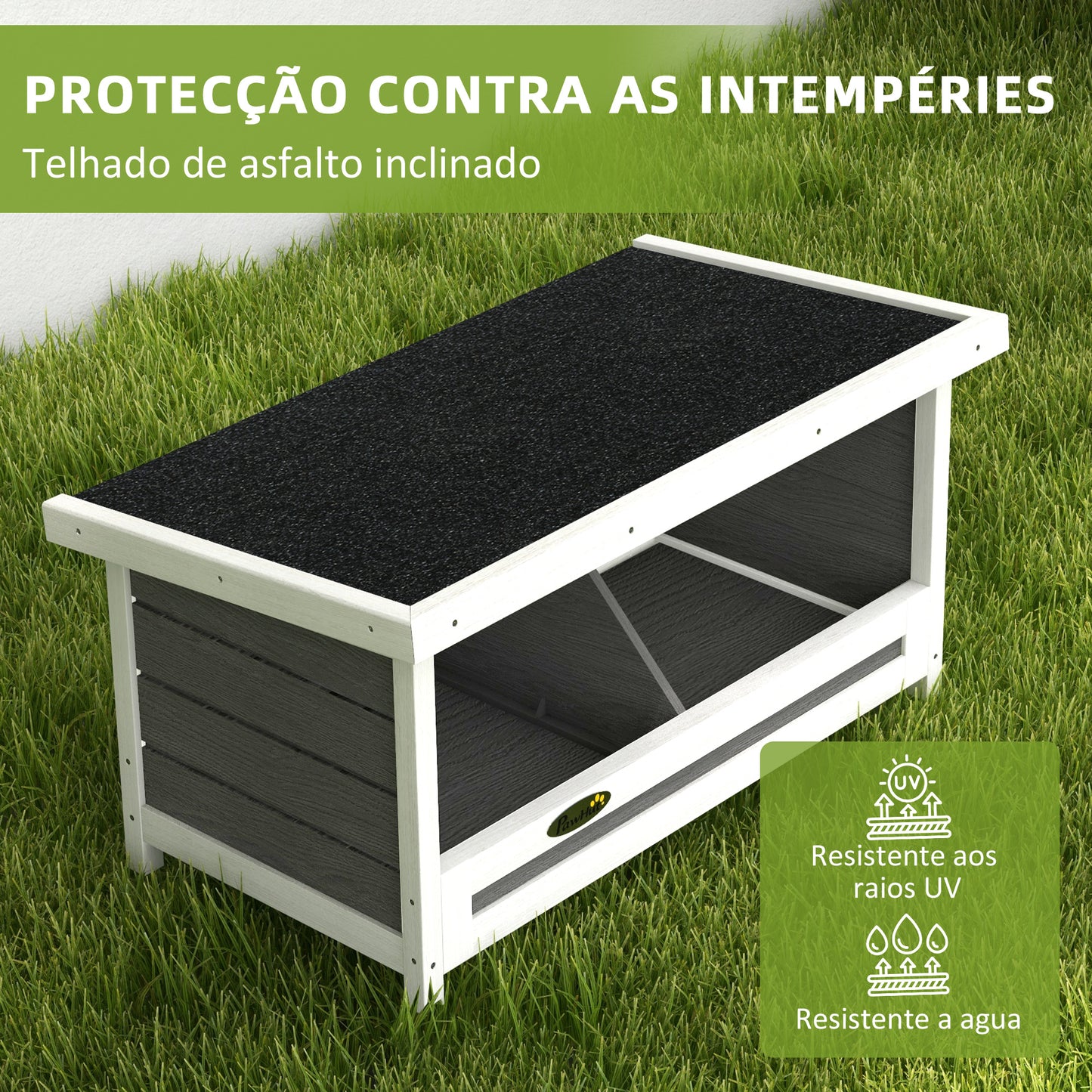 PawHut Ponedero para Gallinas de Madera Caja Nido para 2 Gallinas con 2 Departamentos y Techo Asfáltico para Interior y Exterior Gris