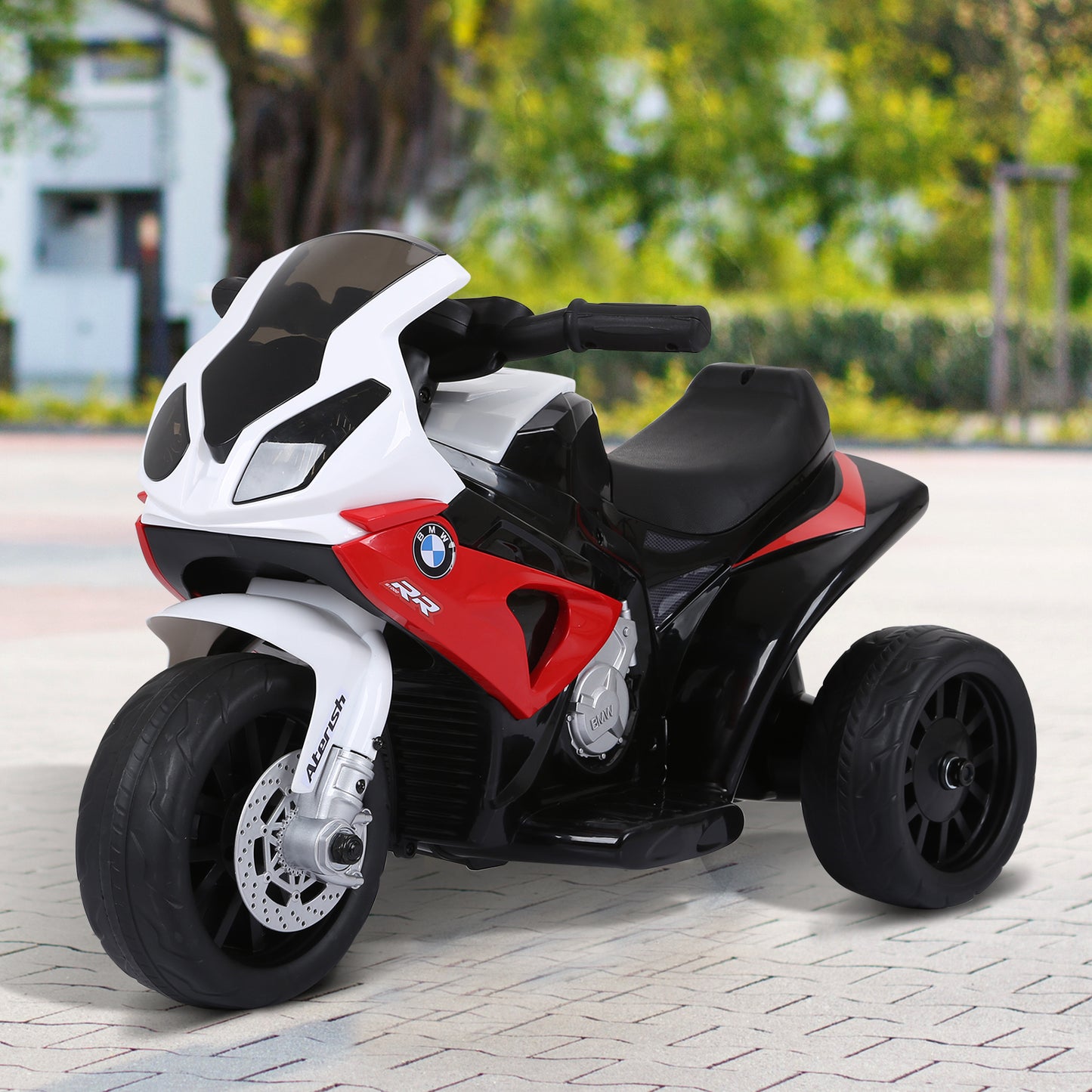 HOMCOM Moto Eléctrica para Niños de 18-36 Meses con Licencia BMW S1000RR Motocicleta de Batería 6V Moto Infantil con Música Carga 20 kg Rojo