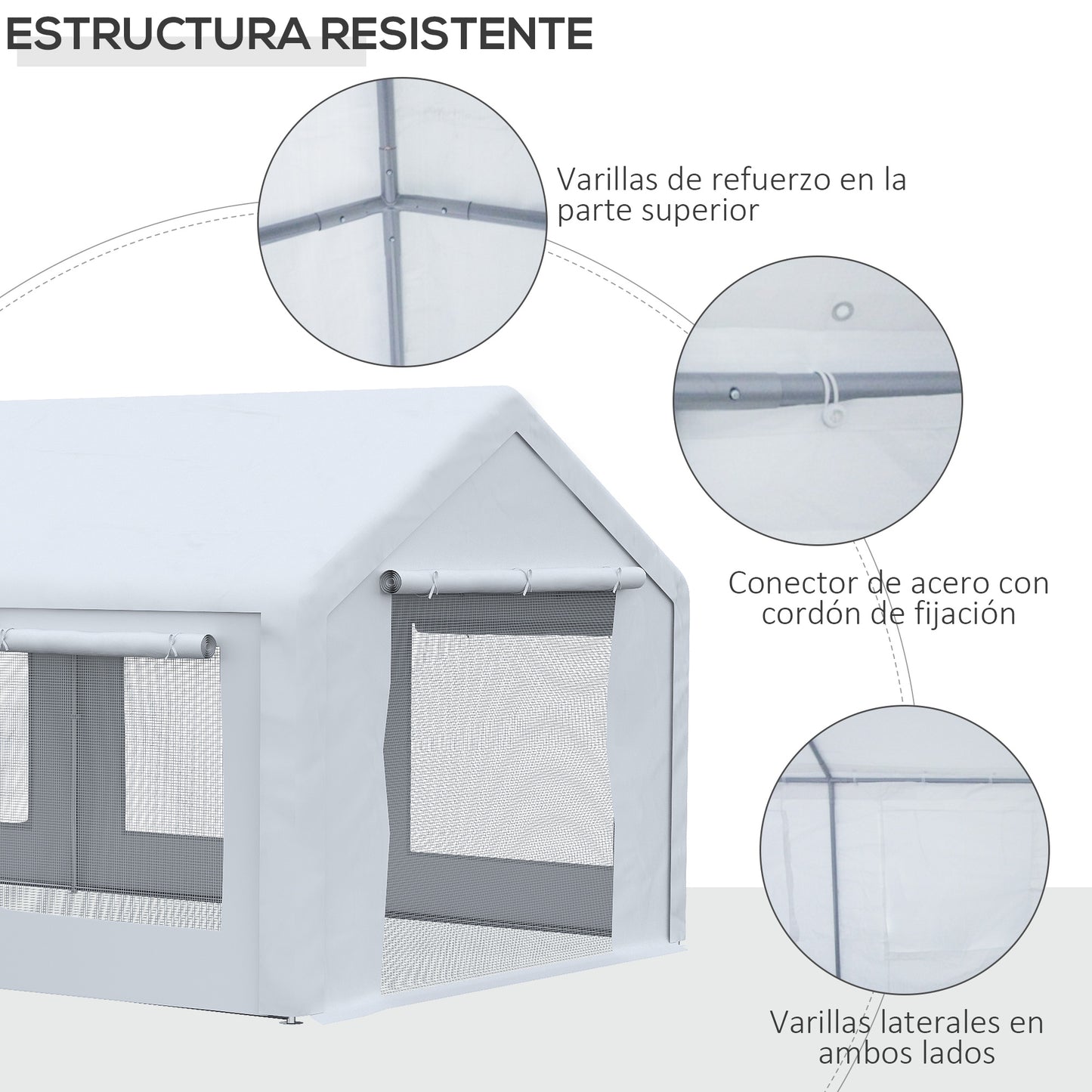 Outsunny Carpa para Fiestas 6x3 m Pabellón de Jardín con 2 Paredes Laterales Extraíbles 2 Puertas y 6 Ventanas con Cremalleras Protección UV Cenador para Eventos Celebraciones Blanco