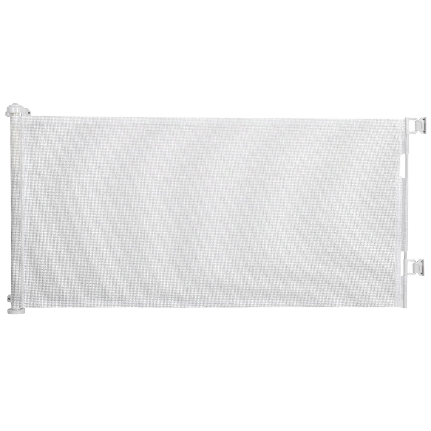 PawHut Puerta de Seguridad para Perros y Gatos Extensible 0-150 cm Puerta Retráctil para Mascotas Barrera para Escaleras y Pasillos Aleación de Aluminio 165x10,7x85 cm Blanco