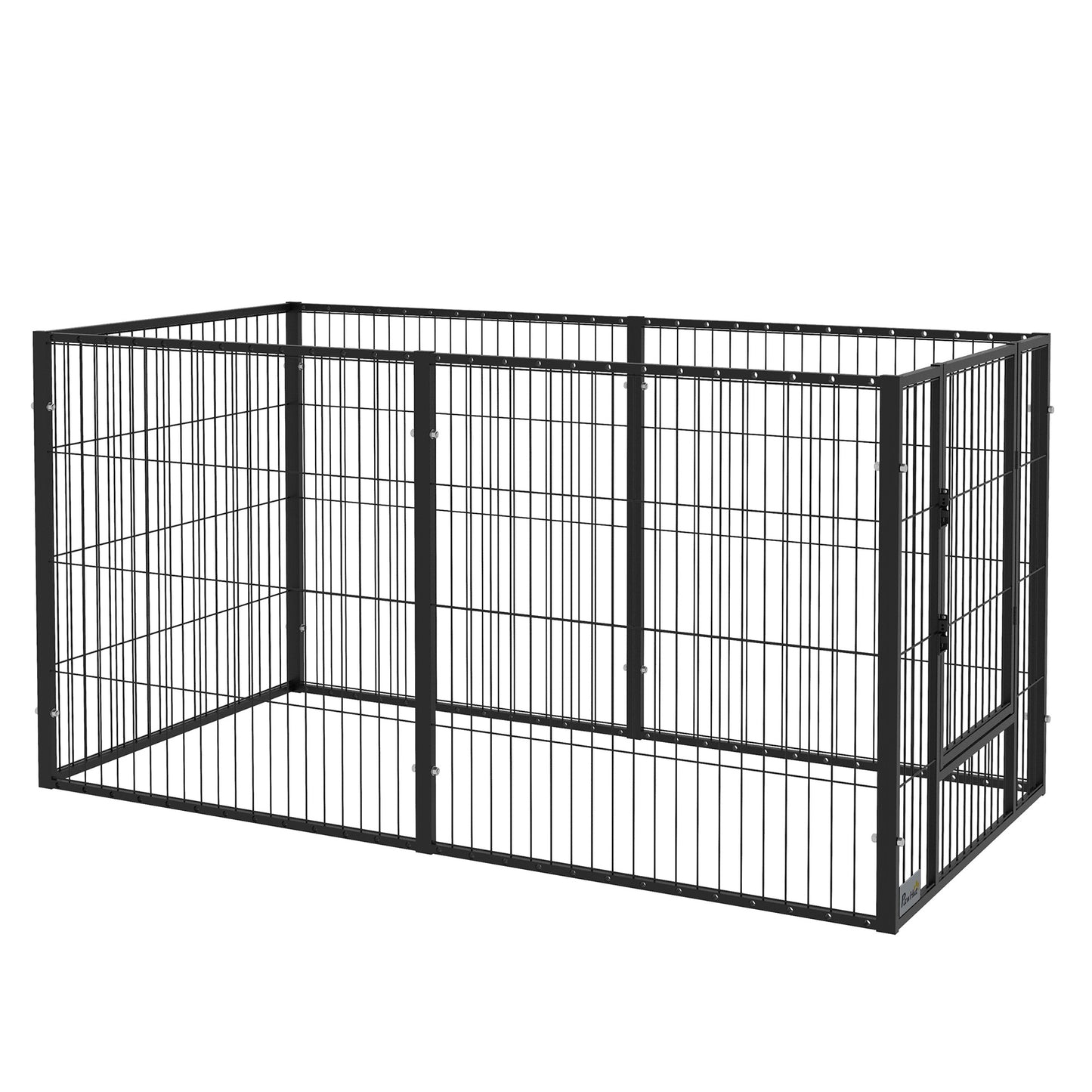 PawHut Parque para Perros de 6 Paneles Ajustable Corralito para Perros Cercado para Perros con Marco de Acero 82,5-150x79x81 cm Negro