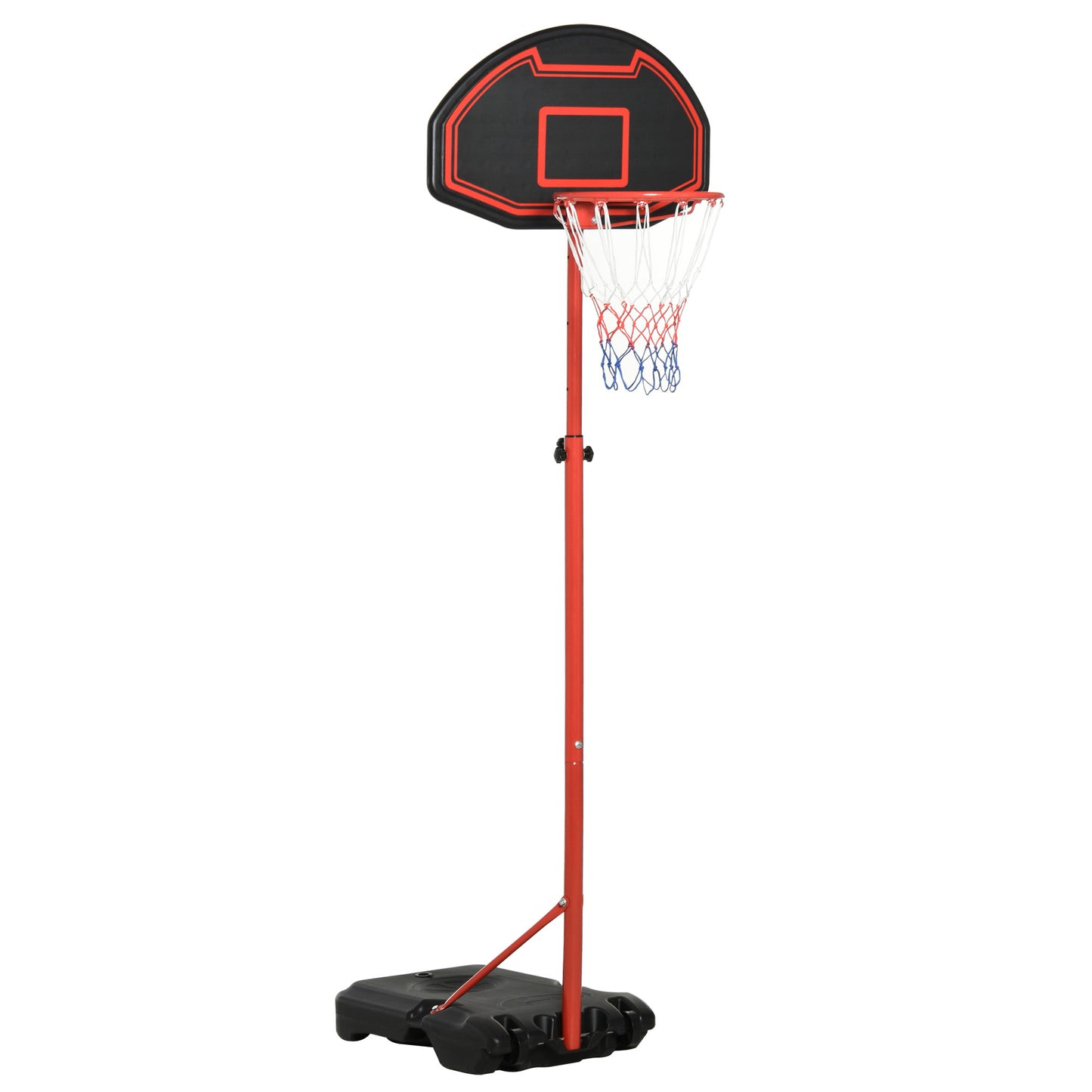 HOMCOM Canasta de Baloncesto con Altura Ajustable 194-249 cm Aro de Baloncesto Portátil con Ruedas y Base Rellenable para Adolescentes y Adultos Negro