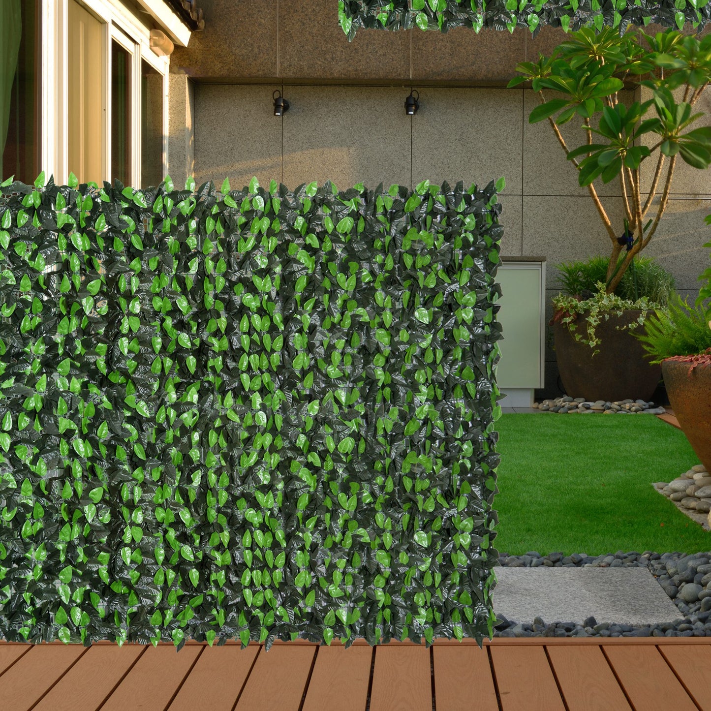 Outsunny Seto Artificial en Rollo 3x1 m Pantalla de Cerca de Privacidad para Balcón Valla Jardín Exterior Planta Decorativa de Pared PE Verde
